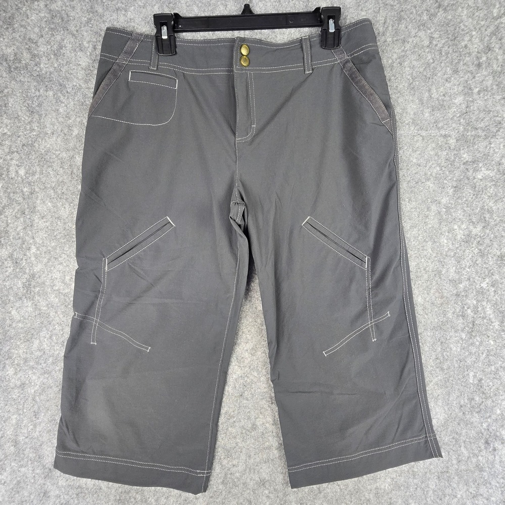 Athleta Trekkie Capri Women 10 Gray Regular Fit Lightweight Stretch Hiking Pants
